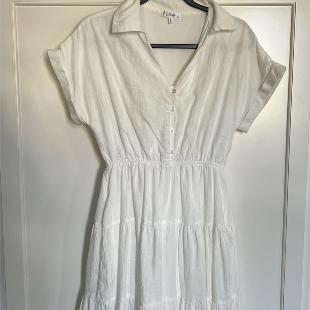 White Button-Up Women's Dress